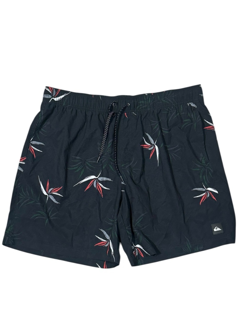 Quicksilver Men’s Hybrid Swim Trunks Black Multicolor Floral Print Drawstring XL